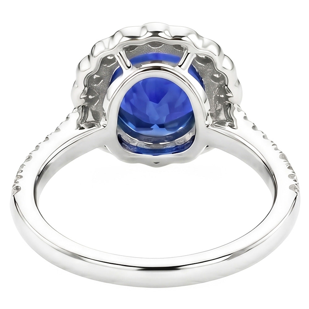 Oval Sri Lankan Sapphire Natural Earth Mined DIAMOND ( NOT LAB GROWN )s 4.30 Ct Ring White Gold 14K