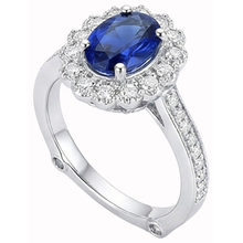 Oval Sri Lankan Sapphire Ring Round Natural Earth Mined DIAMOND ( NOT LAB GROWN ) Gold Jewellery 2 Carats