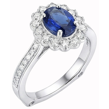 Oval Sri Lankan Sapphire Ring Round Natural Earth Mined DIAMOND ( NOT LAB GROWN ) Gold Jewellery 2 Carats