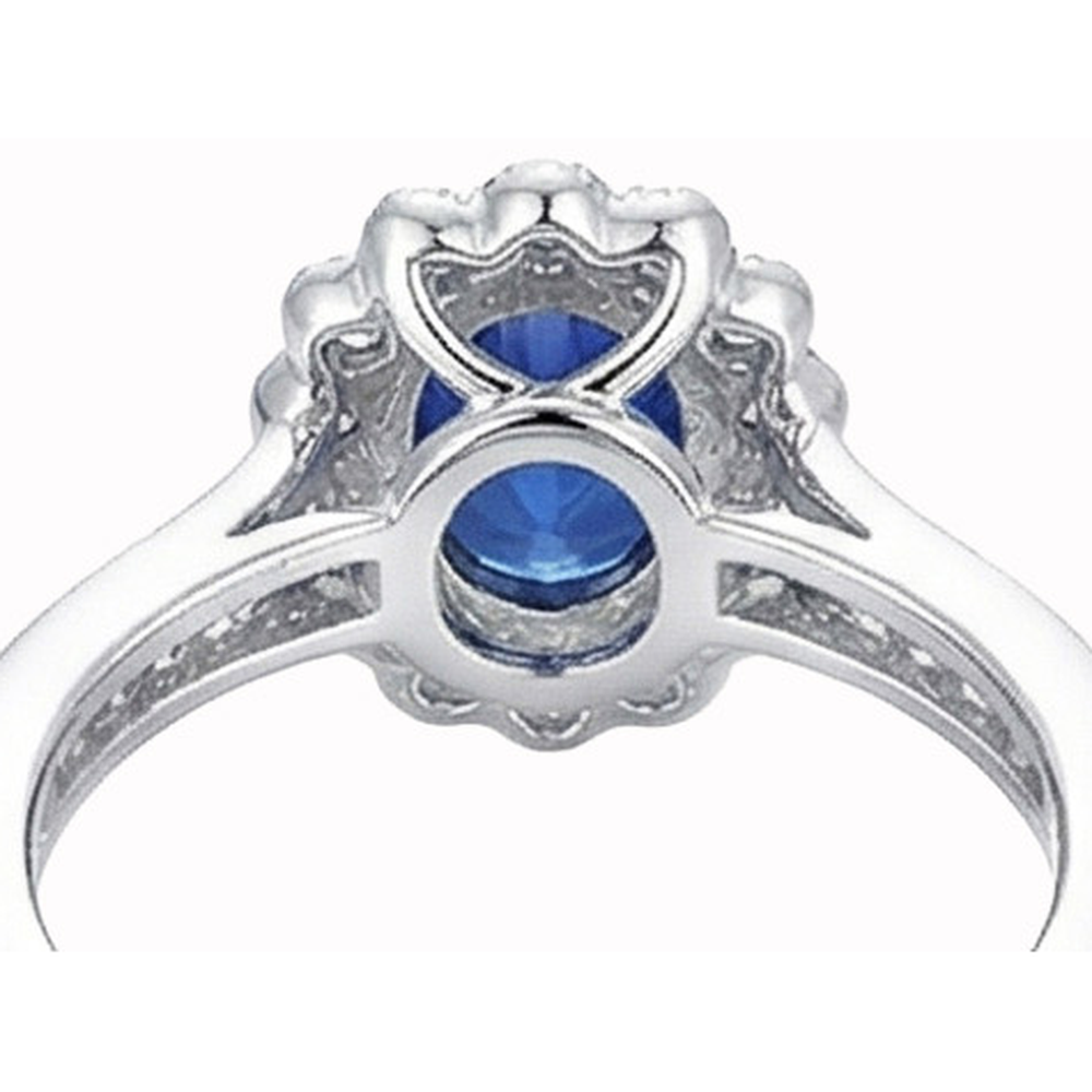 Oval Sri Lankan Sapphire Ring Round Natural Earth Mined DIAMOND ( NOT LAB GROWN ) Gold Jewellery 2 Carats