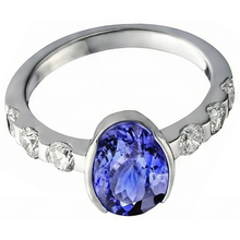 Oval Tanzanite AAA And Natural Earth Mined DIAMOND ( NOT LAB GROWN )s Ring White Gold 4.50 Carat Jewellery