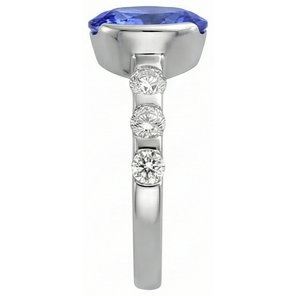Oval Tanzanite AAA And Natural Earth Mined DIAMOND ( NOT LAB GROWN )s Ring White Gold 4.50 Carat Jewellery