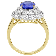 Oval Tanzanite And Baguette Natural Earth Mined DIAMOND ( NOT LAB GROWN )s Gold Ring 8 Carats New