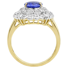 Oval Tanzanite And Baguette Natural Earth Mined DIAMOND ( NOT LAB GROWN )s Gold Ring 8 Carats New