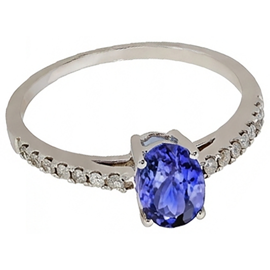 Oval Tanzanite And Natural Earth Mined DIAMOND ( NOT LAB GROWN )s 5.50 Carats Ring White Gold 14K