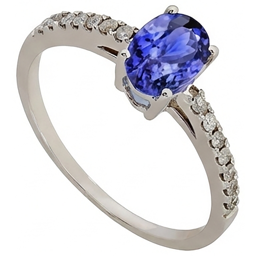 Oval Tanzanite And Natural Earth Mined DIAMOND ( NOT LAB GROWN )s 5.50 Carats Ring White Gold 14K