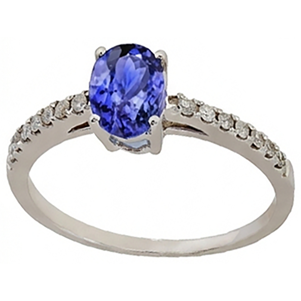 Oval Tanzanite And Natural Earth Mined DIAMOND ( NOT LAB GROWN )s 5.50 Carats Ring White Gold 14K