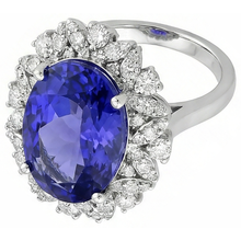 Oval Tanzanite And Natural Earth Mined Diamonds 7 Carats Ring White Gold 14K