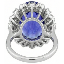 Oval Tanzanite And Natural Earth Mined Diamonds 7 Carats Ring White Gold 14K
