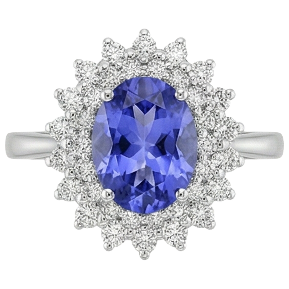 natural round tanzanite 11.25ct ring side angle