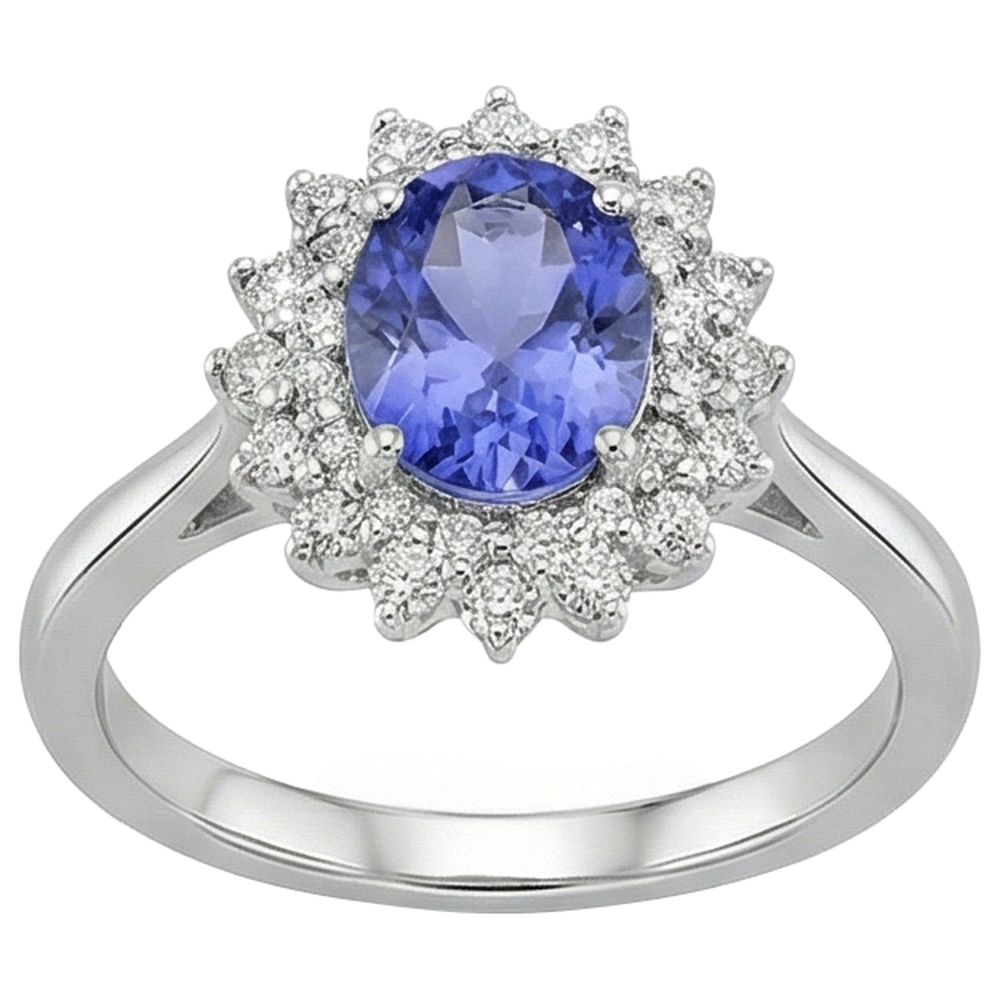 natural round tanzanite 11.25ct ring top view