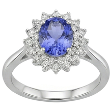 natural round tanzanite 11.25ct ring top view