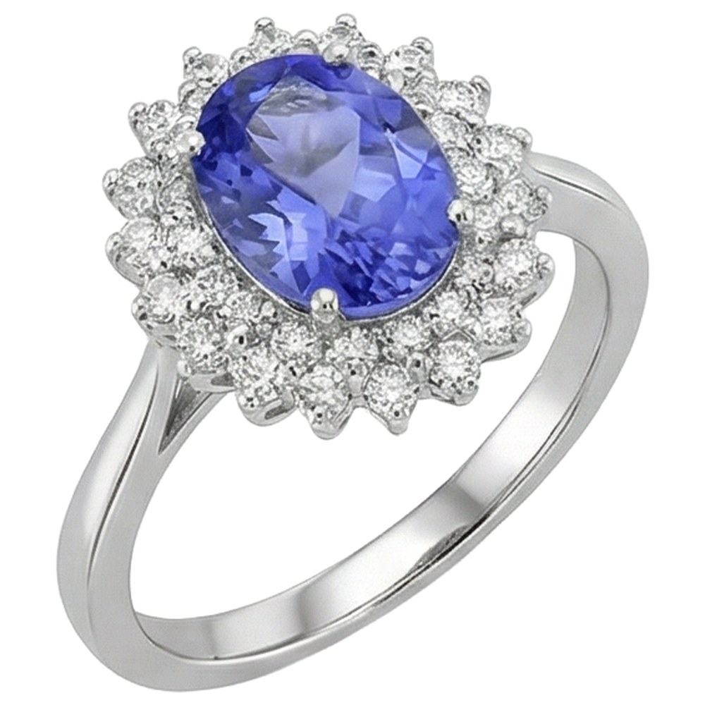 natural round tanzanite 11.25ct ring profile view