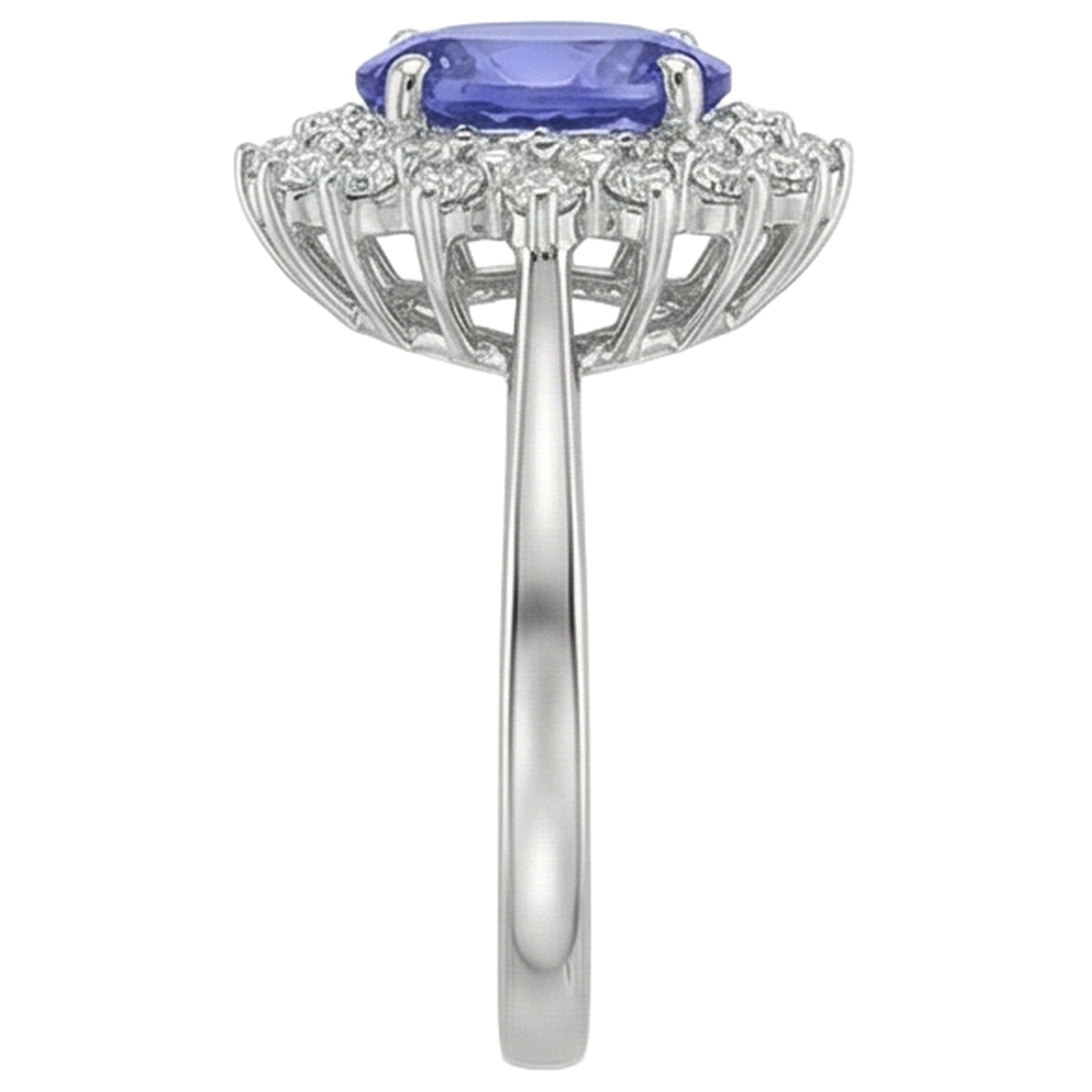 natural round tanzanite 11.25ct ring on white background