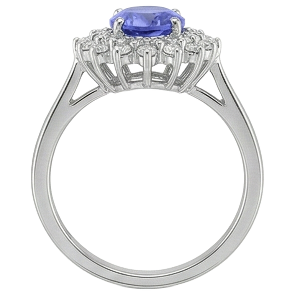 natural round tanzanite 11.25ct ring with diamond accents