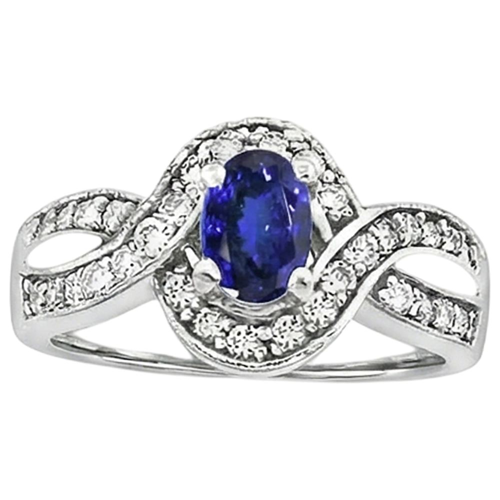 Oval Tanzanite And Round Natural Earth Mined DIAMOND ( NOT LAB GROWN )s 2.50 Carats Wedding Ring Gold 14K