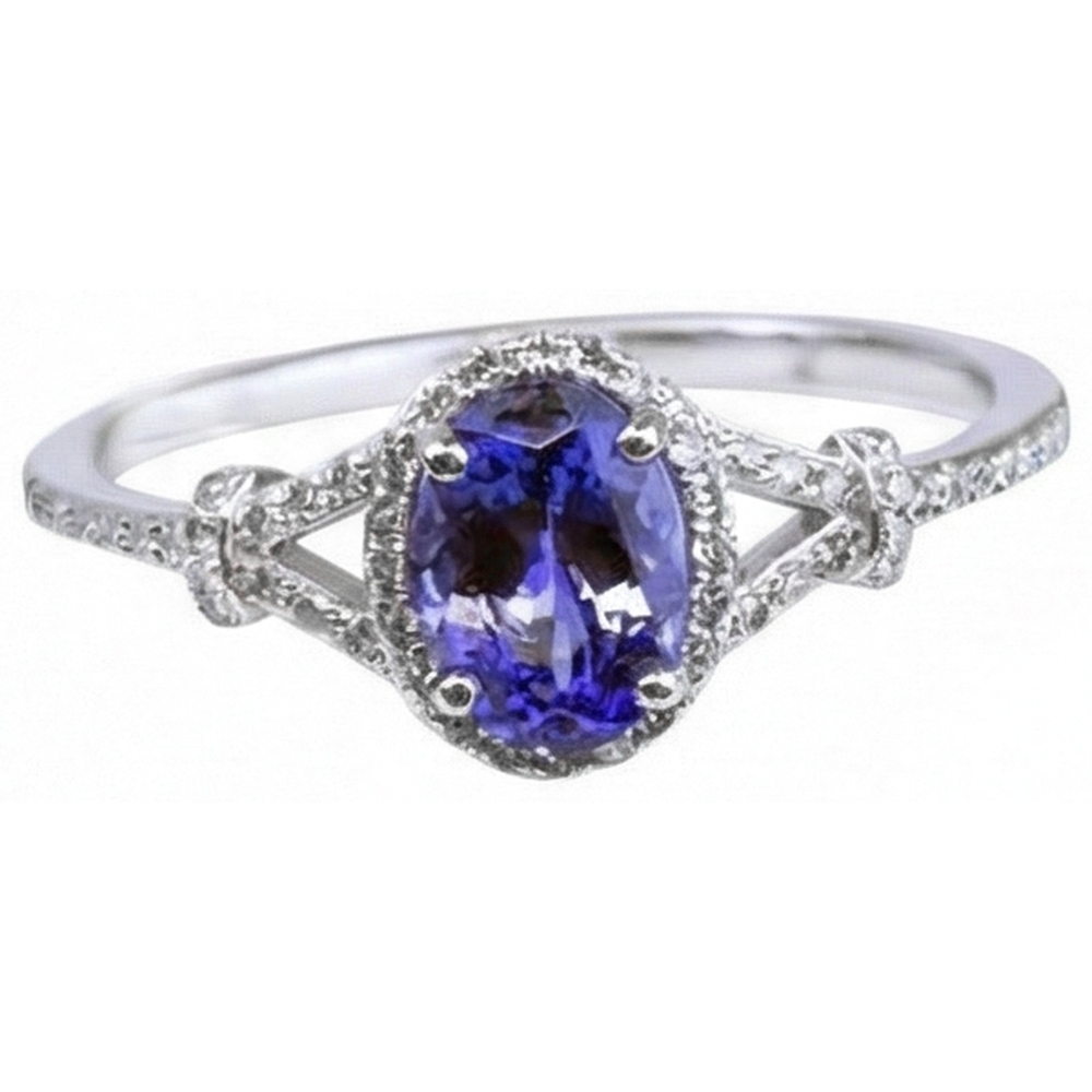 natural round tanzanite 3.60ct ring side angle