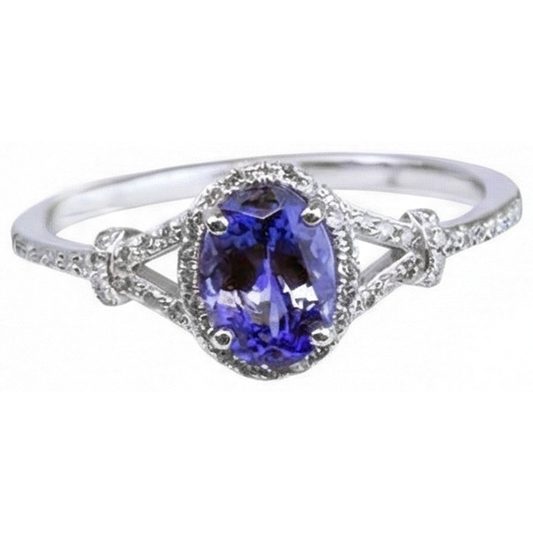 natural round tanzanite 3.60ct ring side angle