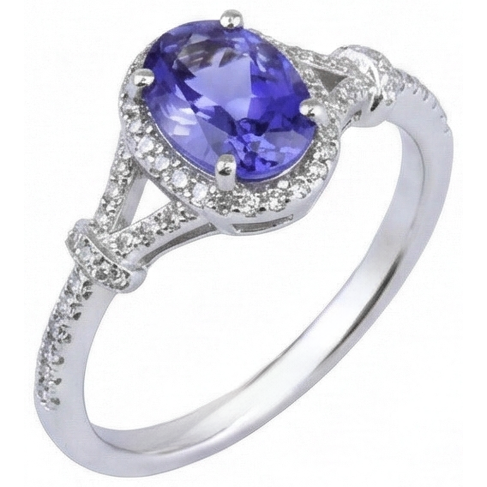 natural round tanzanite 3.60ct ring top view