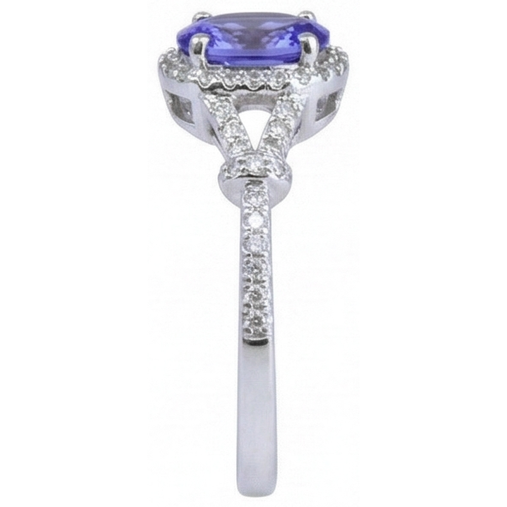 natural round tanzanite 3.60ct ring profile view