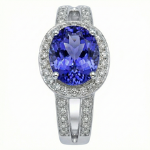 Oval Tanzanite And Round Natural Earth Mined Diamonds Engagement Ring 3.50 Carat New