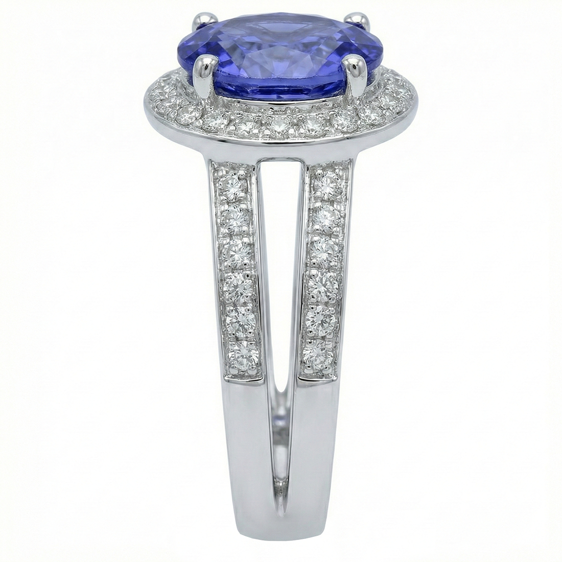 Oval Tanzanite And Round Natural Earth Mined Diamonds Engagement Ring 3.50 Carat New