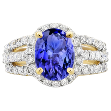 Oval Tanzanite And Round Natural Earth Mined DIAMOND ( NOT LAB GROWN )s Wedding Ring Two Tone 3.50 Carats