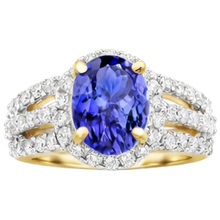Oval Tanzanite And Round Natural Earth Mined DIAMOND ( NOT LAB GROWN )s Wedding Ring Two Tone 3.50 Carats