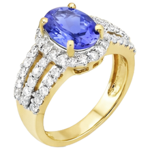 Oval Tanzanite And Round Natural Earth Mined DIAMOND ( NOT LAB GROWN )s Wedding Ring Two Tone 3.50 Carats