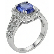 Oval Tanzanite And Round Pave Natural Earth Mined DIAMOND ( NOT LAB GROWN )s 5.70 Carat Ring WG 14K