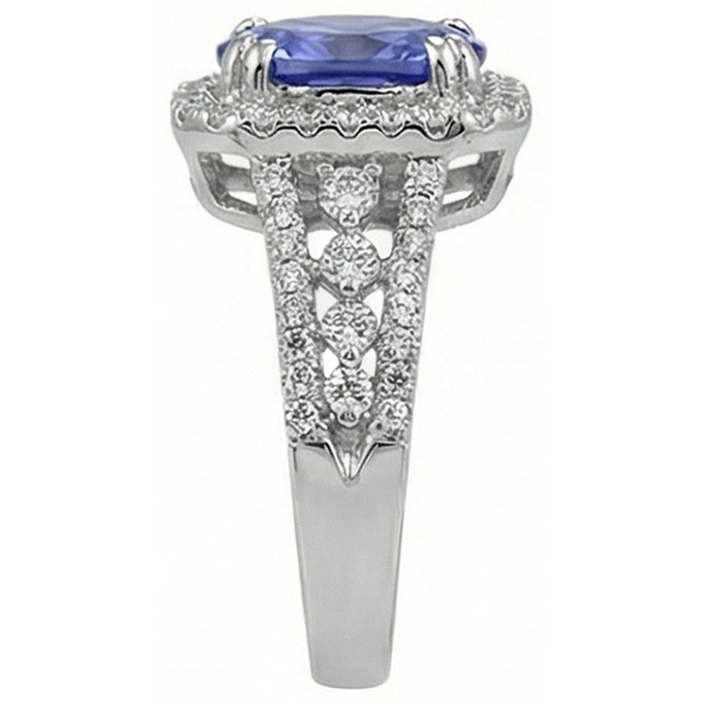 Oval Tanzanite And Round Pave Natural Earth Mined DIAMOND ( NOT LAB GROWN )s 5.70 Carat Ring WG 14K