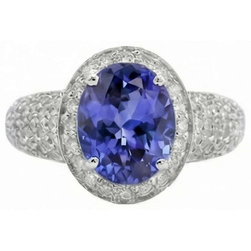 natural round tanzanite 7ct ring side angle