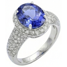 natural round tanzanite 7ct ring top view