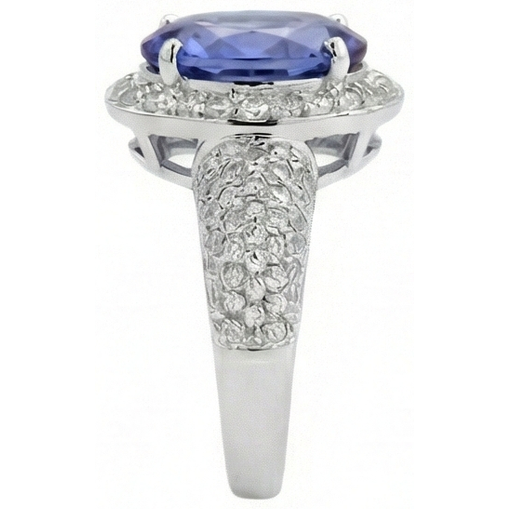 natural round tanzanite 7ct ring profile view