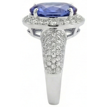 natural round tanzanite 7ct ring profile view
