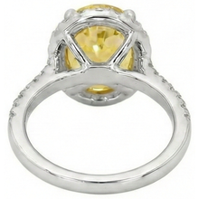 Oval Yellow Sapphire And Round Natural Earth Mined Diamond Ring White Gold 3.5 Ct.