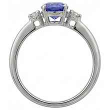 Oval & Round 1.95 Carats Tanzanite With Natural Earth Mined Diamonds Ring White Gold 14K