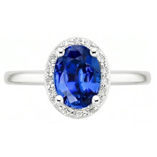 Oval & Round Cut Ceylon Sapphire With Natural Earth Mined DIAMOND ( NOT LAB GROWN ) Ring 2.80 Carat WG 14K