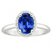 Oval & Round Cut Ceylon Sapphire With Natural Earth Mined DIAMOND ( NOT LAB GROWN ) Ring 2.80 Carat WG 14K