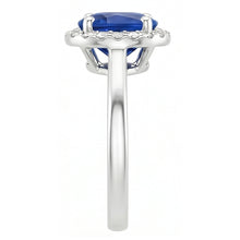 Oval & Round Cut Ceylon Sapphire With Natural Earth Mined DIAMOND ( NOT LAB GROWN ) Ring 2.80 Carat WG 14K