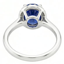 Oval & Round Cut Ceylon Sapphire With Natural Earth Mined DIAMOND ( NOT LAB GROWN ) Ring 2.80 Carat WG 14K