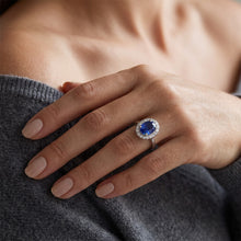 Oval & Round Cut Ceylon Sapphire With Natural Earth Mined DIAMOND ( NOT LAB GROWN ) Ring 2.80 Carat WG 14K