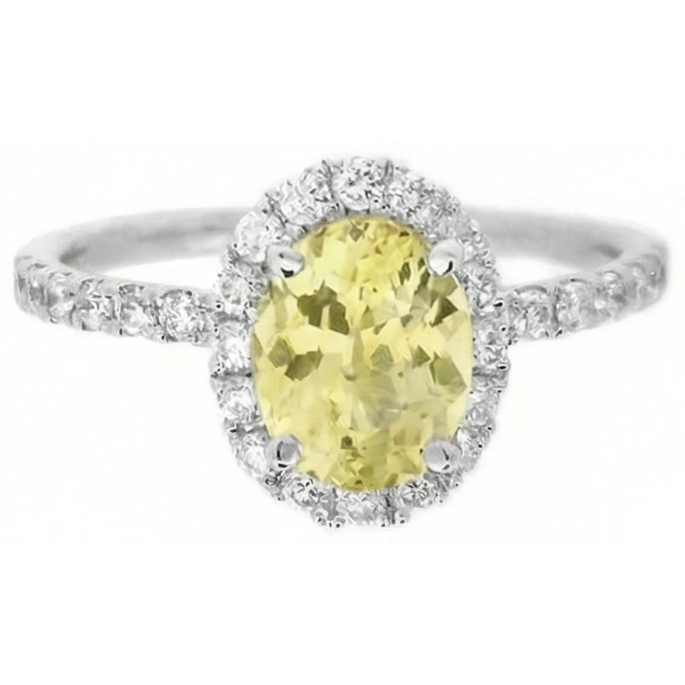 Oval & Round Cut Yellow Sapphire Natural Earth Mined DIAMOND ( NOT LAB GROWN ) Ring 5 Carats White Gold 14K