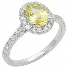 Oval & Round Cut Yellow Sapphire Natural Earth Mined DIAMOND ( NOT LAB GROWN ) Ring 5 Carats White Gold 14K