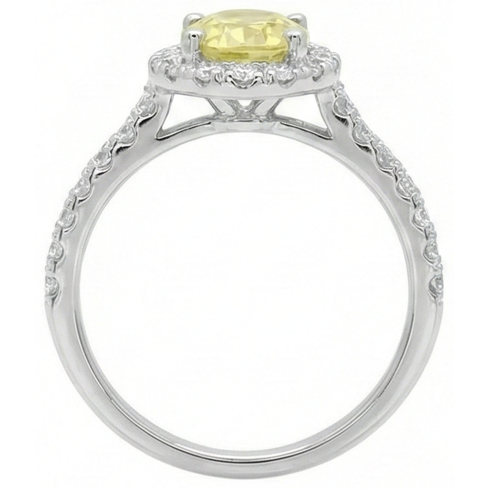 Oval & Round Cut Yellow Sapphire Natural Earth Mined DIAMOND ( NOT LAB GROWN ) Ring 5 Carats White Gold 14K
