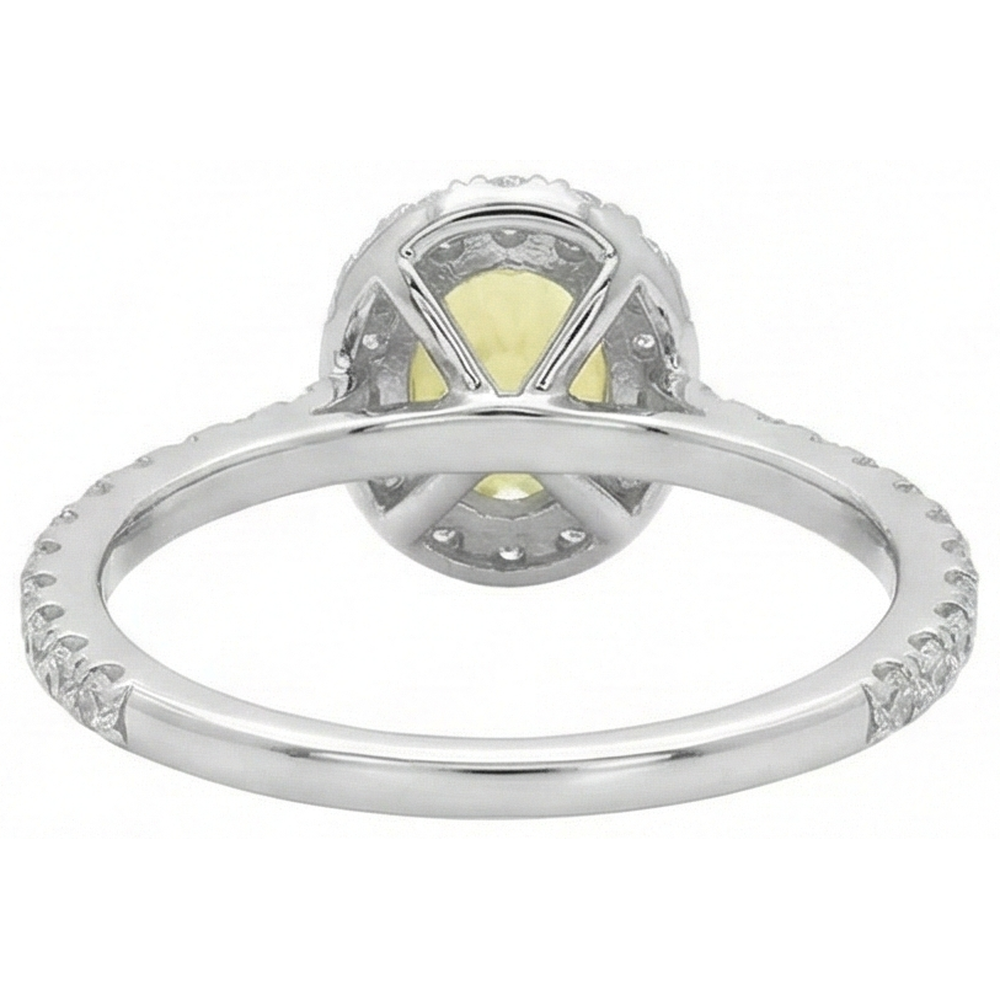 Oval & Round Cut Yellow Sapphire Natural Earth Mined DIAMOND ( NOT LAB GROWN ) Ring 5 Carats White Gold 14K