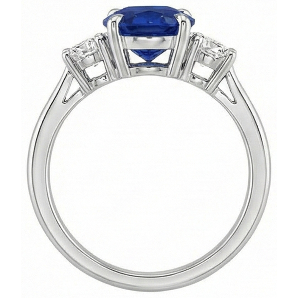 natural round sapphire 3.50ct ring side angle