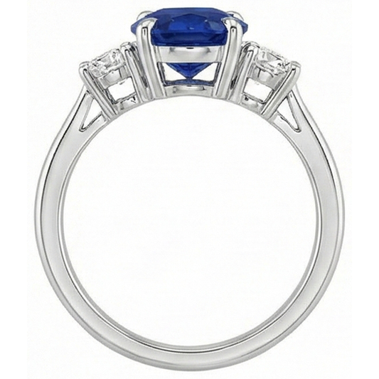 natural round sapphire 3.50ct ring side angle