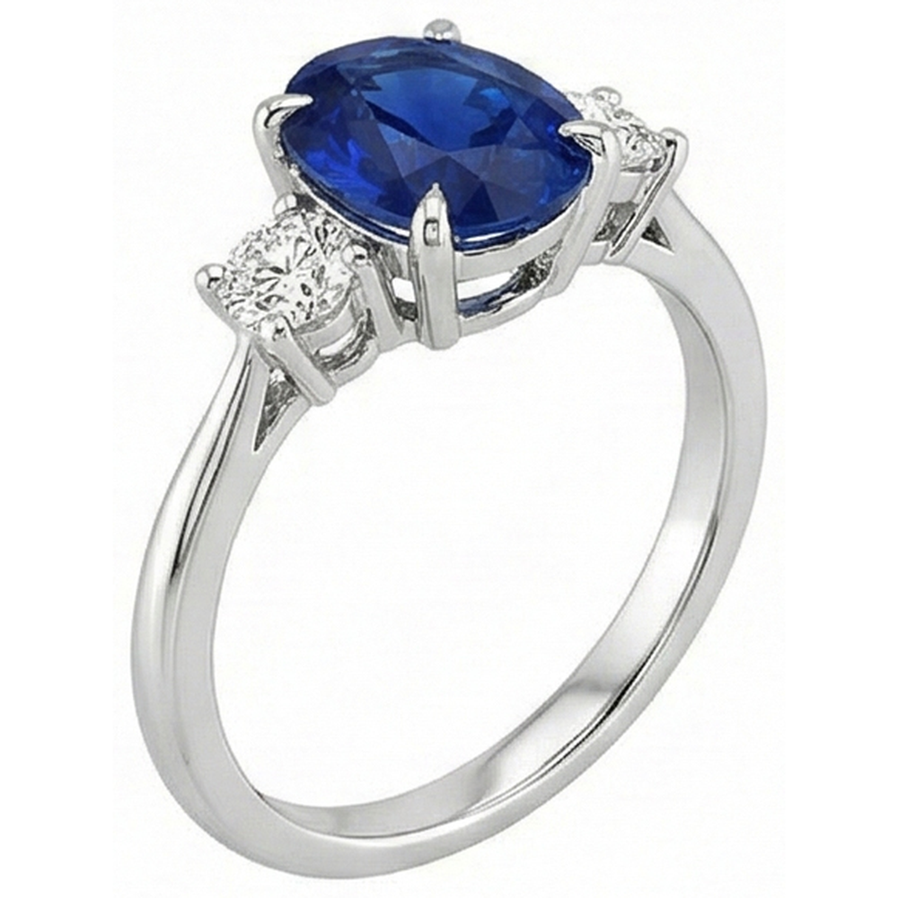 natural round sapphire 3.50ct ring close up detail