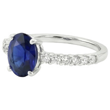 Oval & Round Natural Earth Mined Diamond Solitaire Ring SriLanka Sapphire Accents 5 Carats